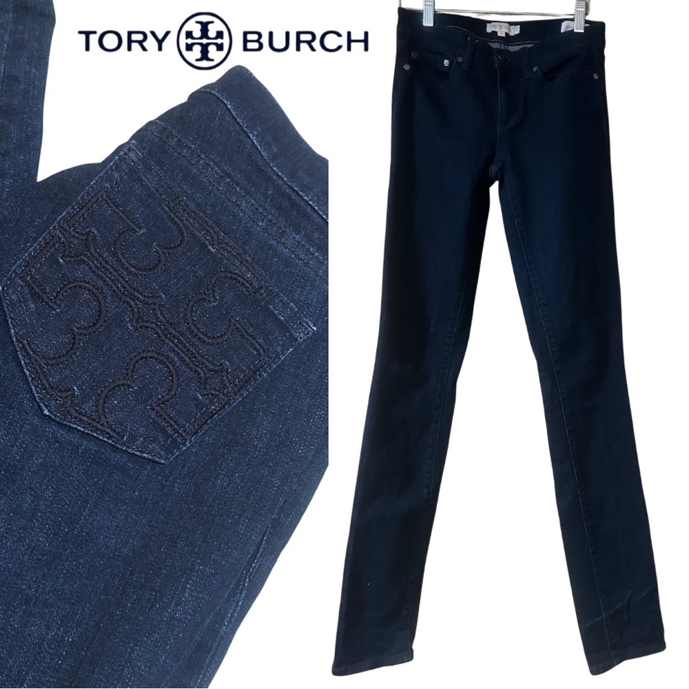 ❗️Tory Burch Super skinny dark blue denim jeans size 25